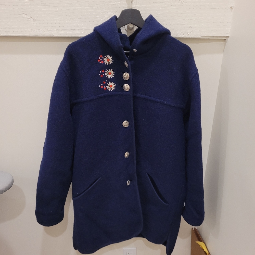 Vintage LL Bean Wool Hooded Coat - Unisex Large